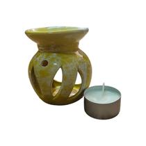 Difusor Rechaud de Cerâmica Folha c/ vela - Amarelo Difusor Rechaud de Cerâmica Folha c/ vela - Amarelo