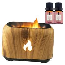 Difusor Umidificador Aromatizador Simulador de Chamas Lareira LED 130ml Com 2 Essências