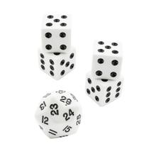 Digital Dices D6, acrílico multifacetado, 2,5 cm, 5 unidades, branco