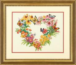 Dimensões do kit Cross Stitch Wildflower Wreath” para iniciantes