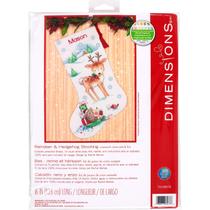 Dimensões do kit de meias de Natal Cross Stitch Reindeer