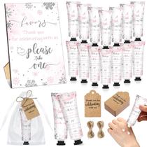 Dimsile 50 Conjuntos de Creme para Mãos Chá de Bebê com Saquinho de Organza, Cartão de Agradecimento, Lembrancinhas para Chá de Bebê e Casamento, Presentes para Convidados, Lembranças para Noivas, Presentes de Agradecimento para Mulheres (Flocos de Neve Rosa)