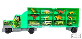 Dino Cart Braskit Carreta com Carrinhos Helicoptero e Dinossauros