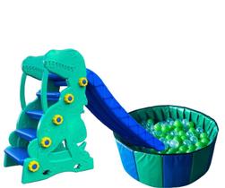 Dino kit escorregador bolinhas de piscina mais piscina dobrável Dino kit escorregador bolinhas de piscina mais piscina dobrável