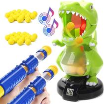 Dino Toy Gun, jogo de tiro com alvo eletrônico e bolas de espuma para crianças maiores de 5 anos (Green-Tow), 15,7 x 9,8 x 7,5 polegadas - HUOGUO