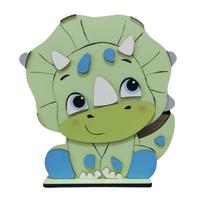 Dino Triceratops Para Festa e Decoração Base MDF Pintado 3D