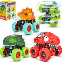 Dinosaur Monster Truck Beestech para meninos de 2 a 5 anos, pacote com 4 Dinosaur Monster Truck Beestech para meninos de 2 a 5 anos, pacote com 4