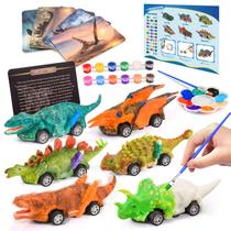 Dinosaur Toys faentwc Kits de pintura 2 em 1 com carros Pull Back
