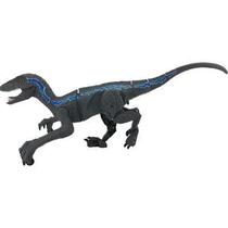Dinossauro Beast Alive Controle Remoto 7 Funçoes Rush Raptor Blue 42cm,Anda,Sons,Luz Bateria Recarregavel Candide