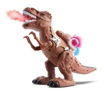 Dinossauro Brinquedo T-Rex Anda Emite Som e Luz Solta Fumaça