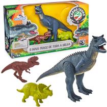 Dinossauro Carnotauro Grande Com 2 Mini Dinos - Adijomar