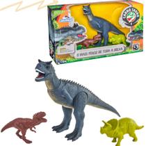Dinossauro Carnotauro Vinil 38cm realista com 2 Dinos Extras - Adijomar Brinquedos
