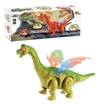 Dinossauro Com Asas Braquiossauro Verde e Luzes e Som