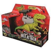 Dinossauro com LUZ e Som REX ATTACK Lança Missil Verde Adijomar 863