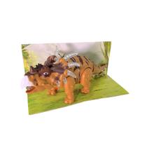 Dinossauro Com Luz Som E Movimento Boneco Triceratops À Pilha 28 Cm Brinquedo Marrom Claro