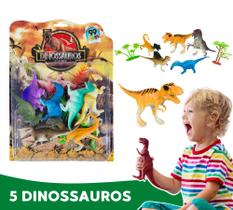 Dinossauro De Borracha Kit Coleção 5 Peças Dino Brinquedo