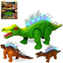 Dinossauro de Brinquedo Estegossauro Anda Emite Som Luz Led - Europio