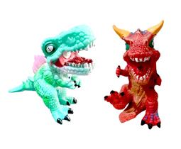 Dinossauro De Brinquedo Kit Coleção 2 Peças De Borracha Dino