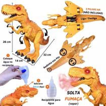 Dinossauro De Brinquedo Solta Fumaça Anda Com Luz E Som