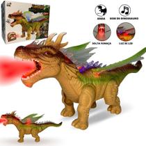 Dinossauro De Brinquedo Solta Fumaça Com Som E Luz Led Anda