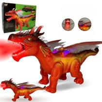 Dinossauro De Brinquedo Solta Fumaca Com Som E Luz Led Anda