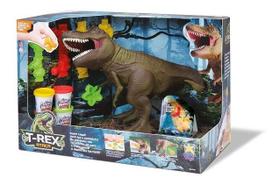 Dinossauro de Brinquedo T-Rex Ataca Come e Faz Caquinha C/ Acessórios e Massinha de Modelar - Diver