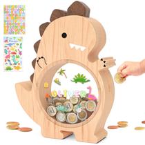 Dinossauro de madeira Piggy Bank Summidate para crianças Tiranossauro