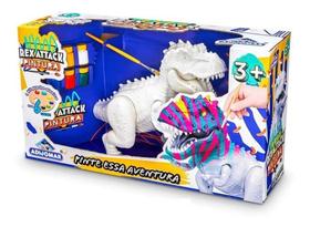 Dinossauro Didático Pintura Rex Attack C/ 6 Guache Pincel