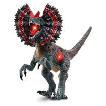 Dinossauro Dilofossauro Articulado Realista com Som e Luz 2 pçs Dinos 4401A-24 - Dorémi