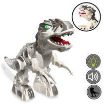 Dinossauro Eletrônico com Luzes LED Brincadeira Branco Diversão - ToyKing