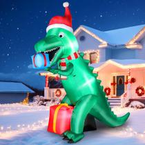 Dinossauro inflável de Natal FunFanso 7FT com luzes LED