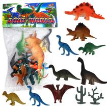 Dinossauro Kit 12 Peças Borracha Para Crianças Brinquedo