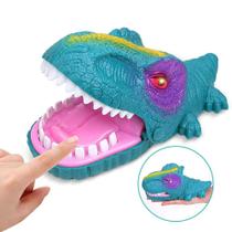 Dinossauro Rex Dentista Jogo de Apertar o dente do Dinossauro com Luz e Som Azul