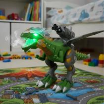 Dinossauro Rex Dragão Robô De Controle Remoto Anda Emite Luz E Som Lança Dardos E Solta Fumaça Brinquedo