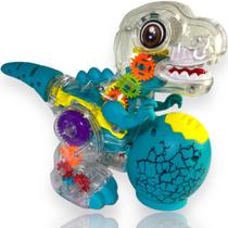 Dinossauro Rex Ovo Brinquedo infantil Transparente Engrenagem Colorida com luz e Som Para Crianças J