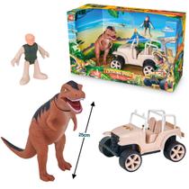 Dinossauro rex world extreme park adventure c/ carrinho jeep
