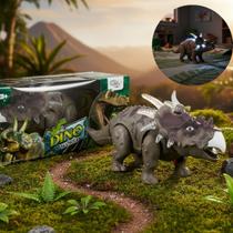 Dinossauro Robô Brinquedo Dino Triceratops Anda Emite Sons com Luzes