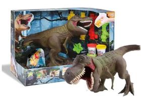 Dinossauro t-rex ataca c/ 4 massinhas e faz coco - DIVERTOYS
