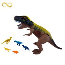 Dinossauro T-Rex Emite Sons Com Pequenos Dinossauros