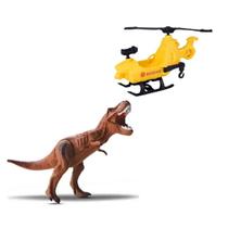 Dinossauro T-Rex Squad Em Vinil C/ Helicóptero Playset Adventure Brinquedo - Bee Toys