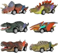 Dinossauro Toy Pull Back Cars, 6 Pack Dino Toys Para 3 anos de idade