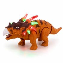 Dinossauro Triceratops de Brinquedo Luzes LED Coloridas Anda e Mexe o Rabo a Pilha Menino Dinossauro Triceratops de Brinquedo Luzes LED Coloridas Anda e Mexe o Rabo a Pilha Menino