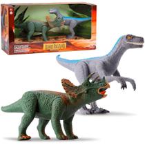 Dinossauros Bonecos De Brinquedo Triceratops E Velociraptor - Silmar