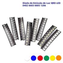 Diodo Emissor De Luz LED SMD Branco Vermelho Azul Amarelo Verde Laranja 100pcs Alta Brilho 0402 0603