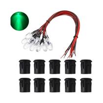 Diodos Emissores De Luz LED 12V, Pacote Com 10 Lâmpadas Pré-Cabladas De 10MM Com Suporte De Plástico