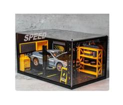 Diorama Expositor Garagem Cenário Oficina De Reparo Para Miniatura Escala 1/24 Com Iluminação Led - Mini Box