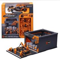 Diorama Pit Stop Fórmula 1 Miniatura McLaren MCL38 81 Oscar Piastri 2024 - Bburago - 1:43