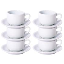 DIRETO DA FÁBRICA - Conjunto 6 Xícaras de Chá com Pires 200ml em Porcelana