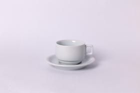 DIRETO DA FÁBRICA - Conjunto 6 Xícaras de Chá com Pires Modelo Atenas - 200 ml - Porcelana Bot Art