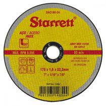 Disco Aco Inox Starrett - 7"X1/6"X7/8" - Fino 1,6Mm - Dac180-24 - Kit C/12 Peca